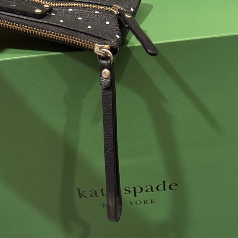 Kate Spade Black and White Polka Dot Wristlet with Storybook Lining - Picture 7 of 9